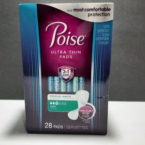 🟢 $ 5.00 WOMEN'S Poise Pads Ultra Thin Regular Length Light 28ct